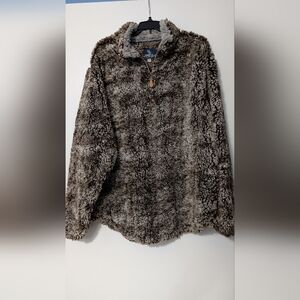 Simply Southern XXL Frosted Faux Fur Sherpa Quarter-Zip Pullover Jacket